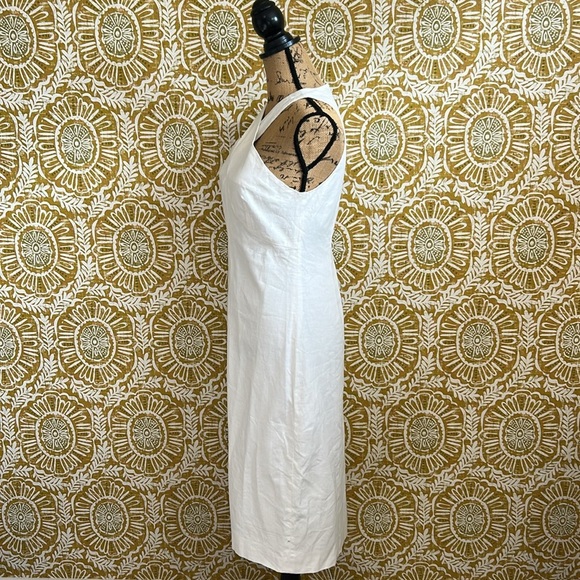 NWT Banana Republic Linen Blend Crossover Neck Sleeveless Midi Dress $160 Sz 6P - Picture 4 of 12